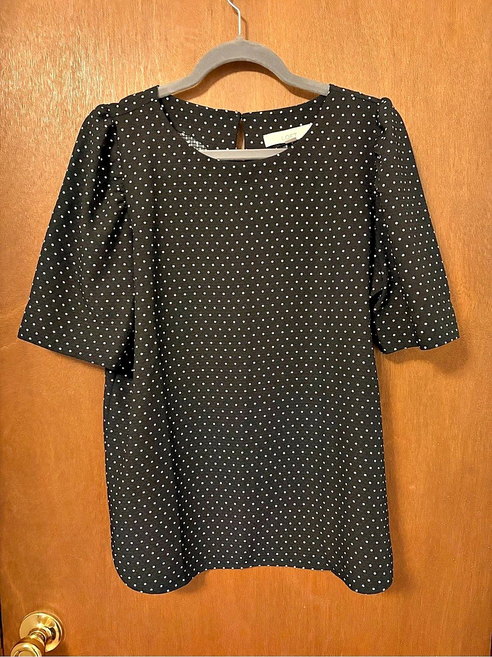 LOFT Polka Dot Blouse in Black & White Size Medium NWT